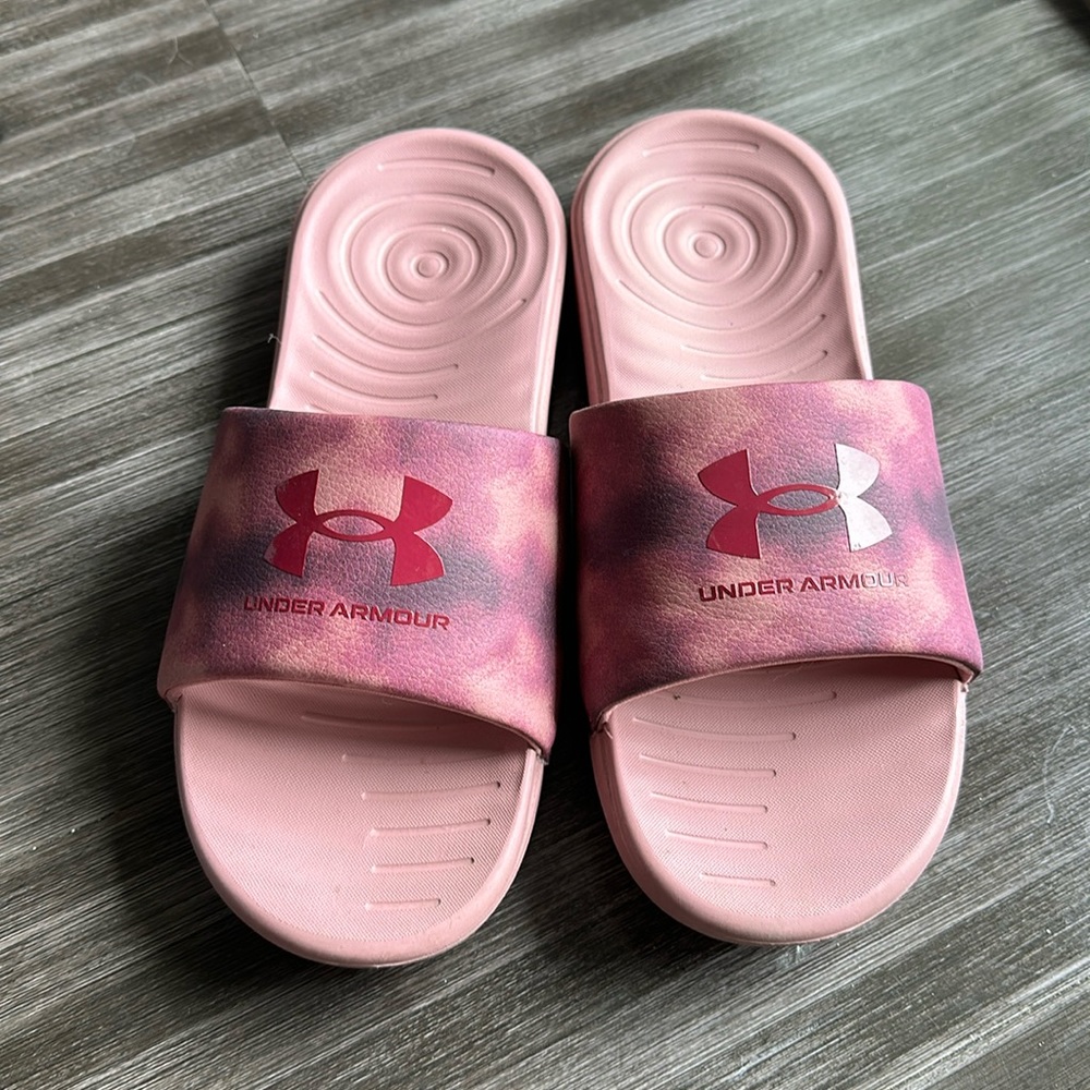 Pink Under Armour Slides women’s size 8